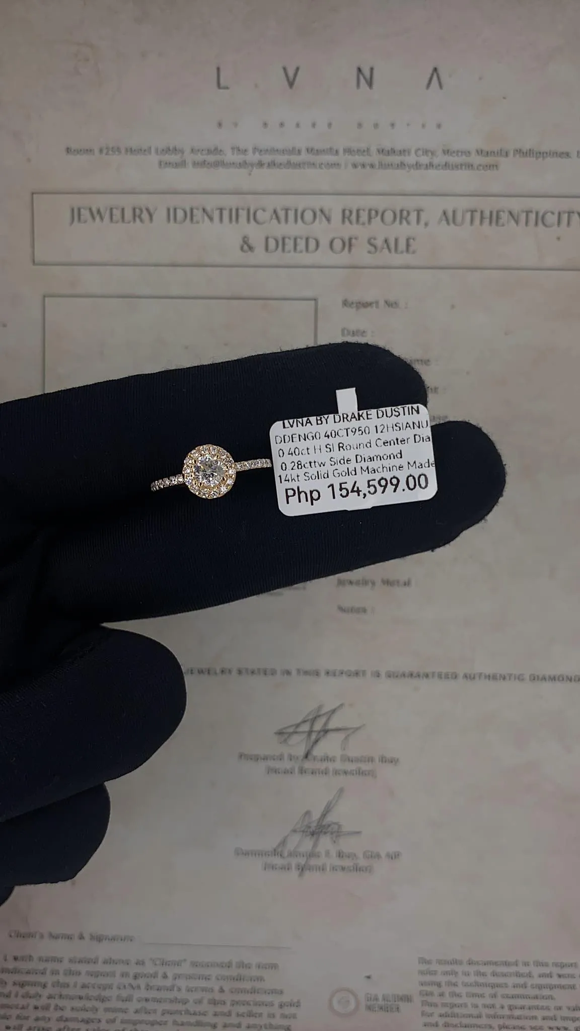 0.68cts H SI Round Halo Paved Natural Diamond Engagement Ring 14kt