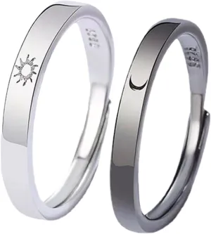 1 Pair Sun and Moon Adjustable Couple Rings Matching His and Her Promise Rings Lightweight Scratch Resistant Jewelry for All Occasions