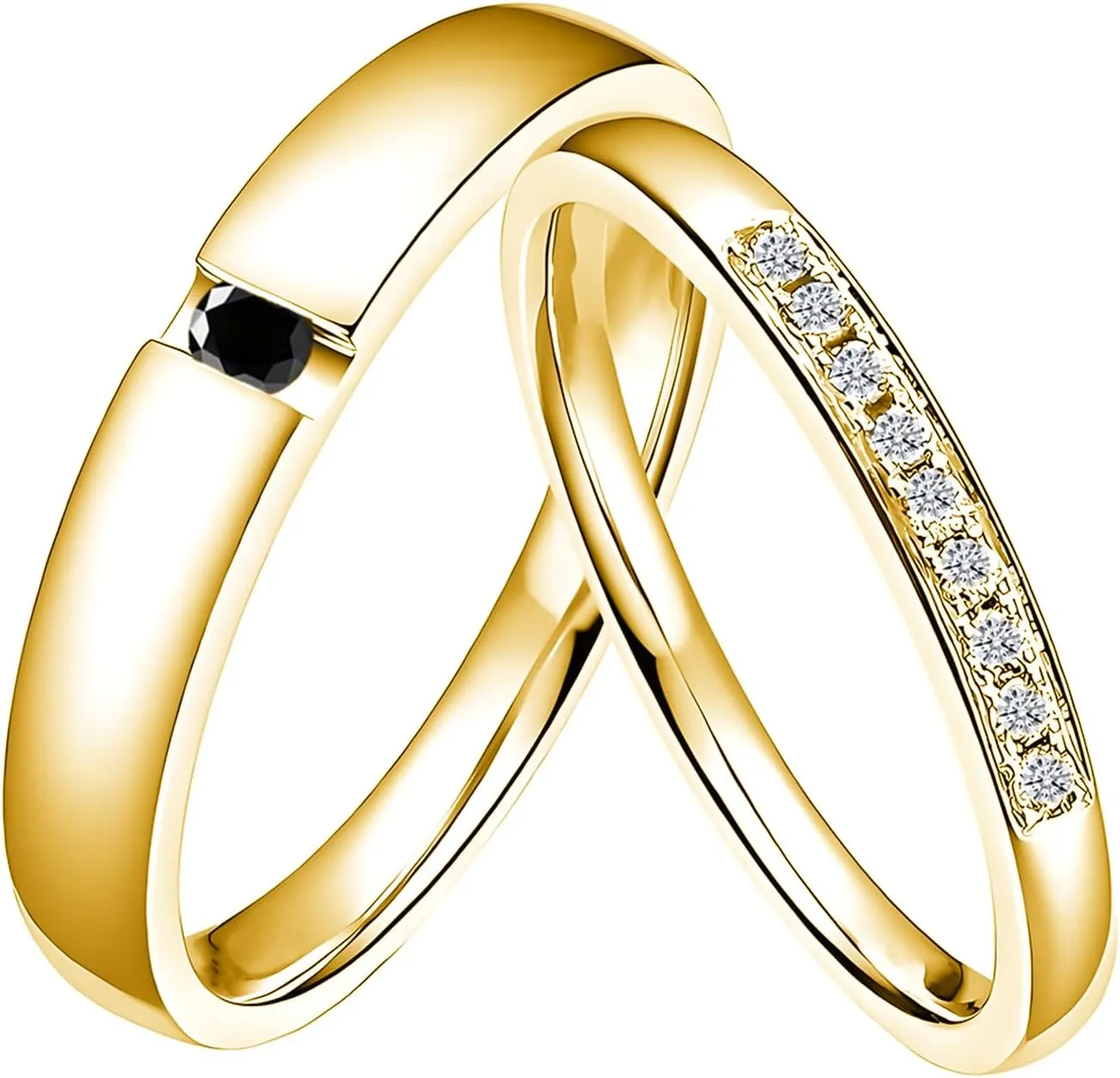 10K 14K 18K Solid Gold Couple Ring Sets, Moissanite Couple Wedding Rings Set for Men and Women, Customized His and Hers Rings Matching Promise Rings Free Engraving for Anniversary Engagement(set 8)