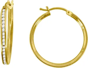 10k Gold CZ Simulated Diamond Womens Single Row 2mm X 28mm Hinged Hoops Hugs Earlobe Earrings Hoop Earring for Women