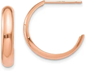 10k Rose Gold Polished Hoop Earrings 16x3.5mm Wide-Hoop Earring for Women