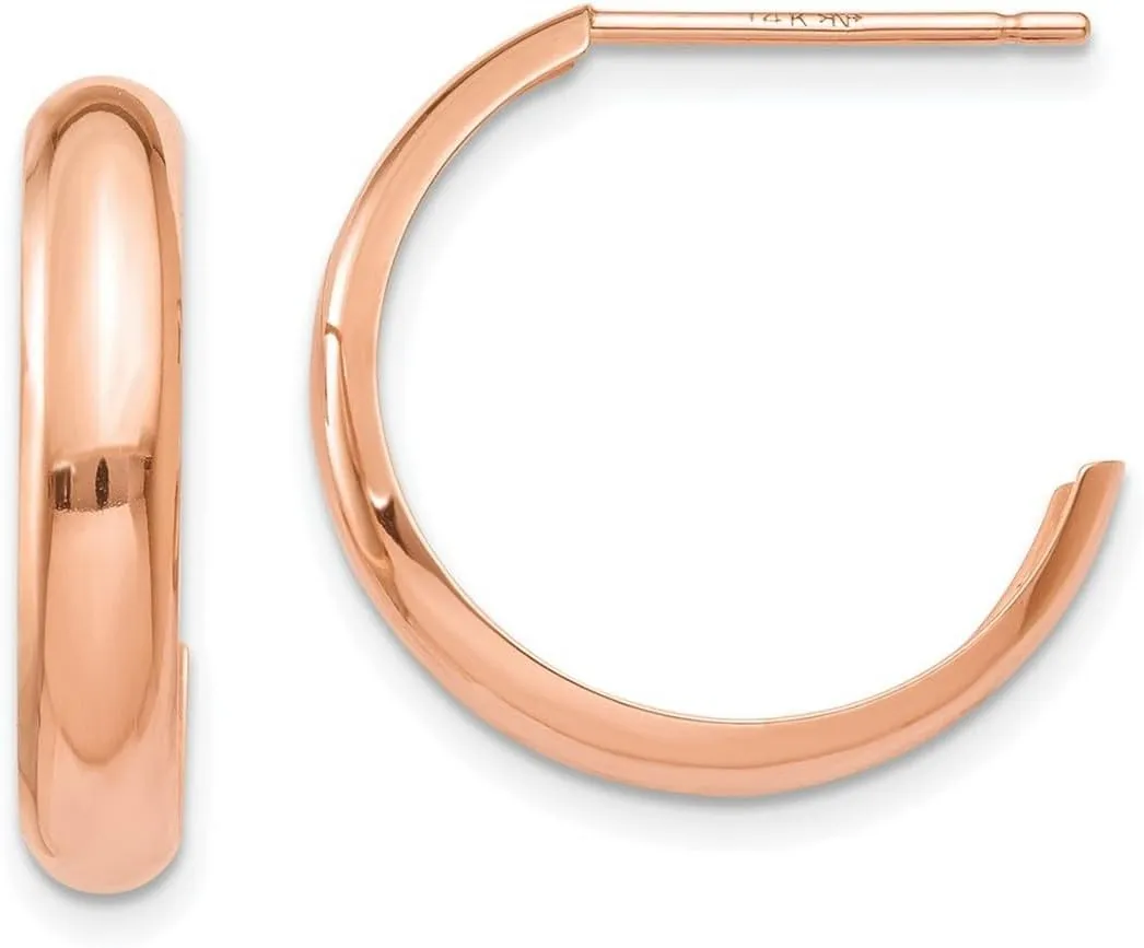 10k Rose Gold Polished Hoop Earrings 16x3.5mm Wide-Hoop Earring for Women