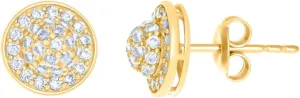 10k Yellow Gold Womens CZ Simulated Diamond Fashion Stud Earrings 8.9x8.9mm Wide-Stud Earring for Women