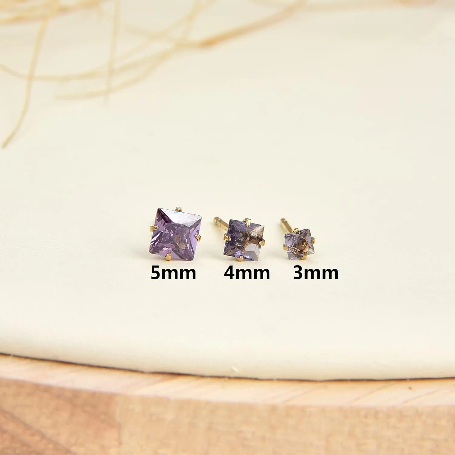 12 Pairs 18K Gold Plated Surgical Stainless Steel Stud Earring Cubic Zirconia Birthstone Stud Earrings Set for Women