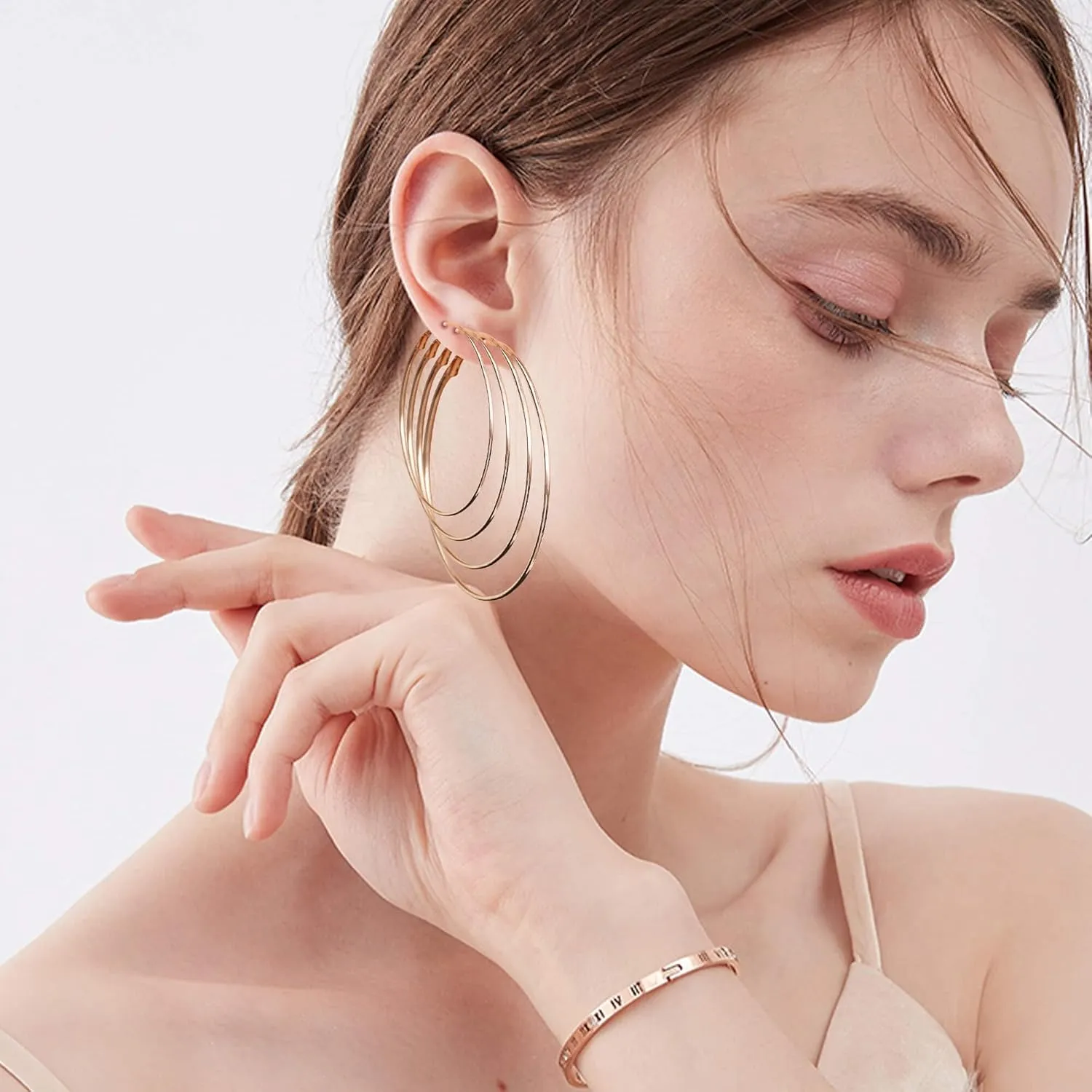 12 Pairs Gold Hoop Earrings for Women Multipack 14K Gold Plated Lightweight Hypoallergenic Large Gold Earrings Womens Huggies Earrings