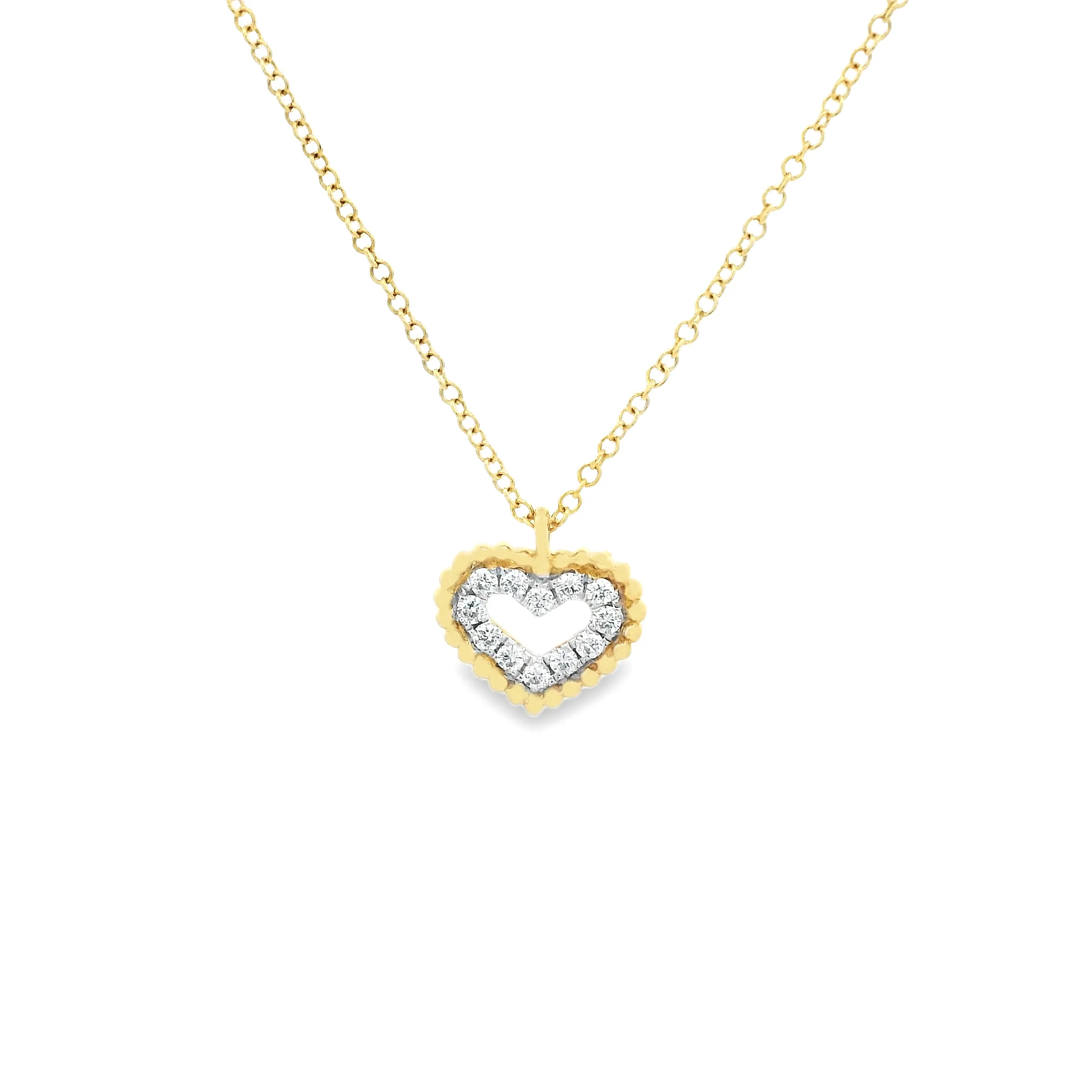 .13ct 14k Yellow Gold Diamond Heart Pendant