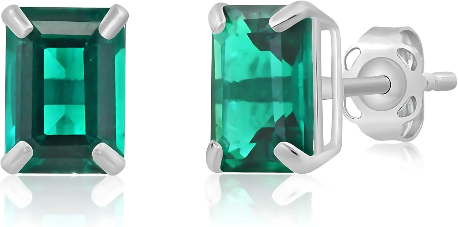 14k Gold Solitaire Gemstone Stud Earrings for Women | 7x5mm Birthstone Earrings by MAX   STONE