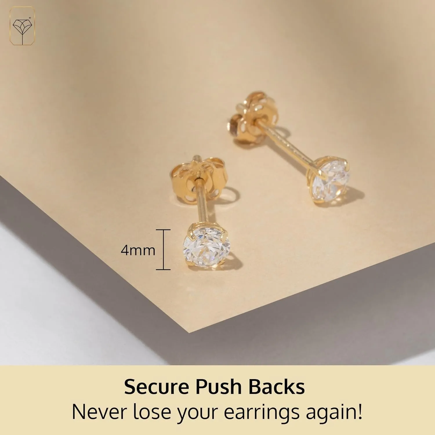 14k Gold Solitaire Round Cubic Zirconia Earrings Studs for Women & Men | Anti Tarnishing CZ Stud Earrings with 14k Gold Butterfly Pushbacks | 4MM-7.5MM by MAX   STONE