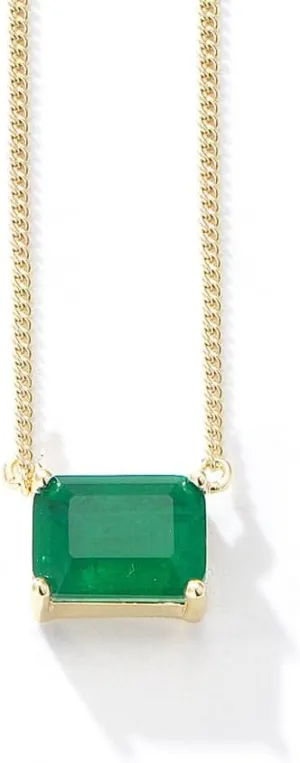 14K Gold Square Cut Emerald Necklaces for Women, A Vibrant Present for Mom