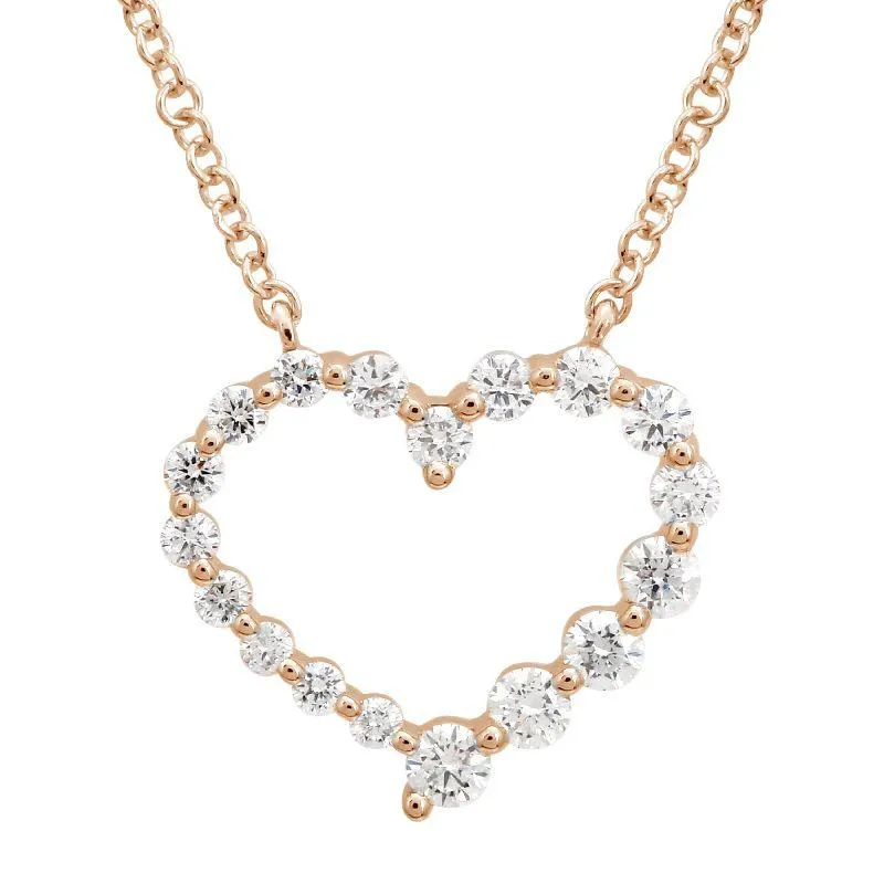 14k Rose Gold Diamond Heart Pendant