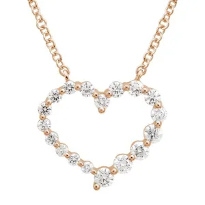 14k Rose Gold Diamond Heart Pendant