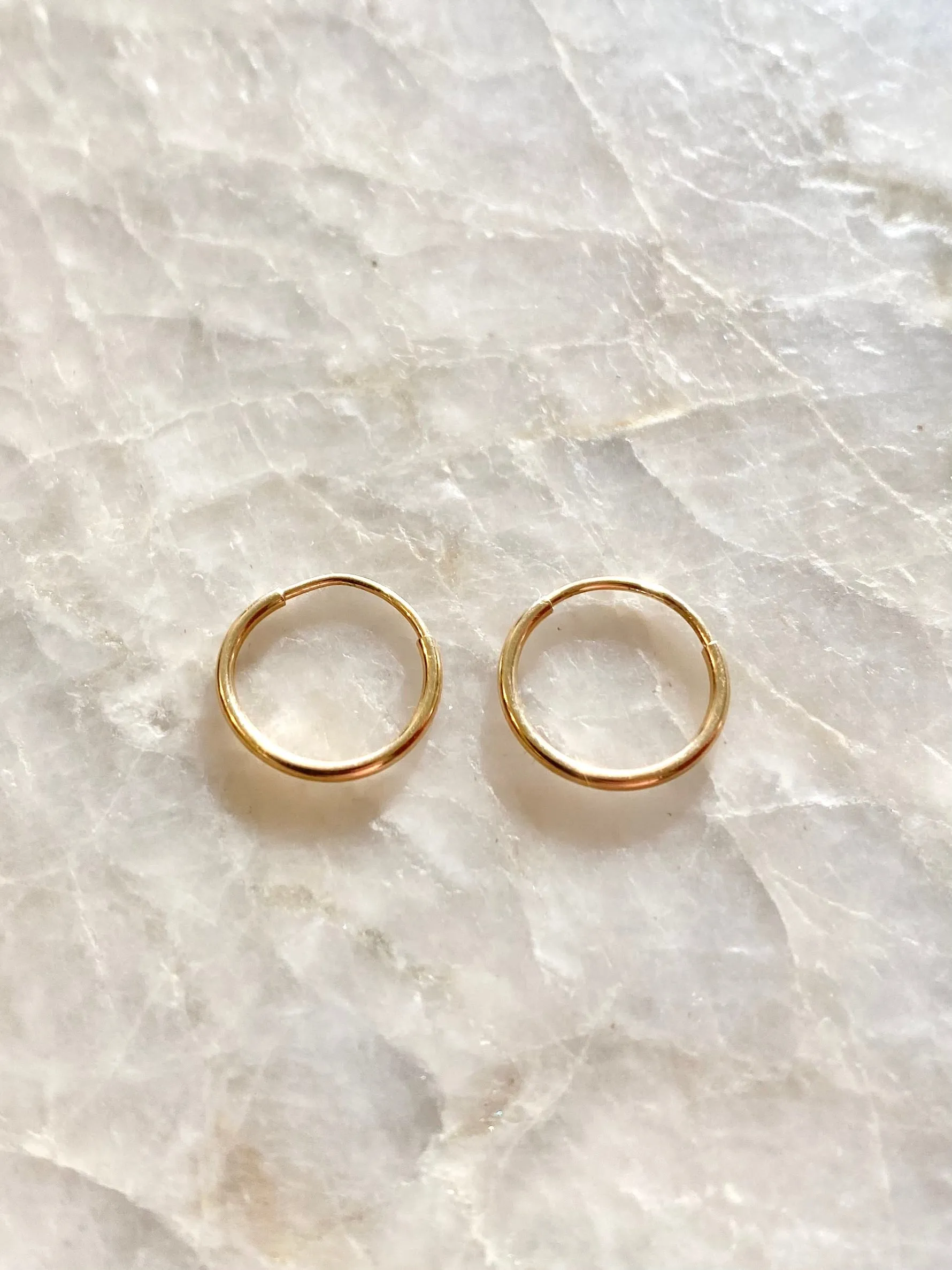 14k Solid Gold Endless Hoops