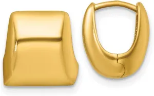 14k Solid Yellow Gold Polished Puffed Square Hoop Earrings 11.9x12mm Wide 10mm Thick-Hoop Earring for Women