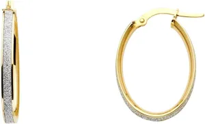 14k Spark Oval Hoops In Yellow Gold 20mm Earrings Hoop Earring for Women