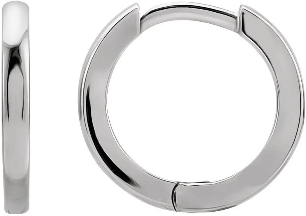 14k White Gold 8x1.65mm Polished Hinged Hoop Earrings-Hoop Earring for Women