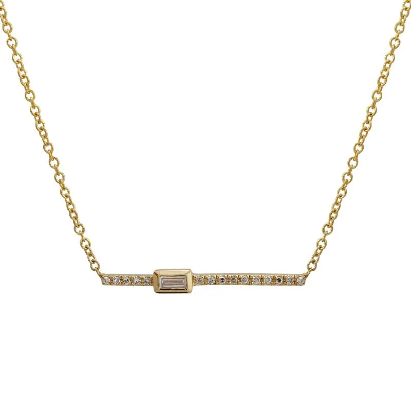 14k White Gold Diamond Bar Necklace