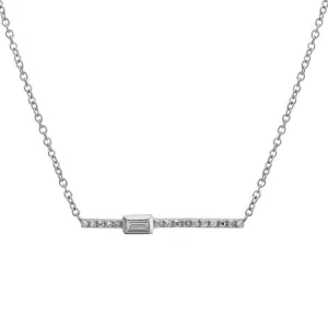 14k White Gold Diamond Bar Necklace