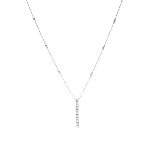 14k White Gold Diamond Stick Necklace