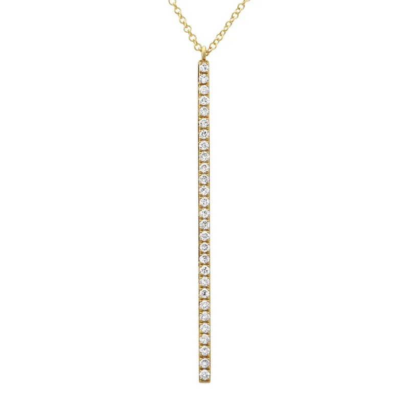 14k White Gold Diamond Stick Pendant