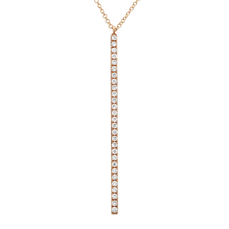 14k White Gold Diamond Stick Pendant