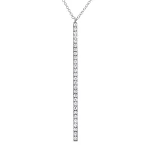 14k White Gold Diamond Stick Pendant