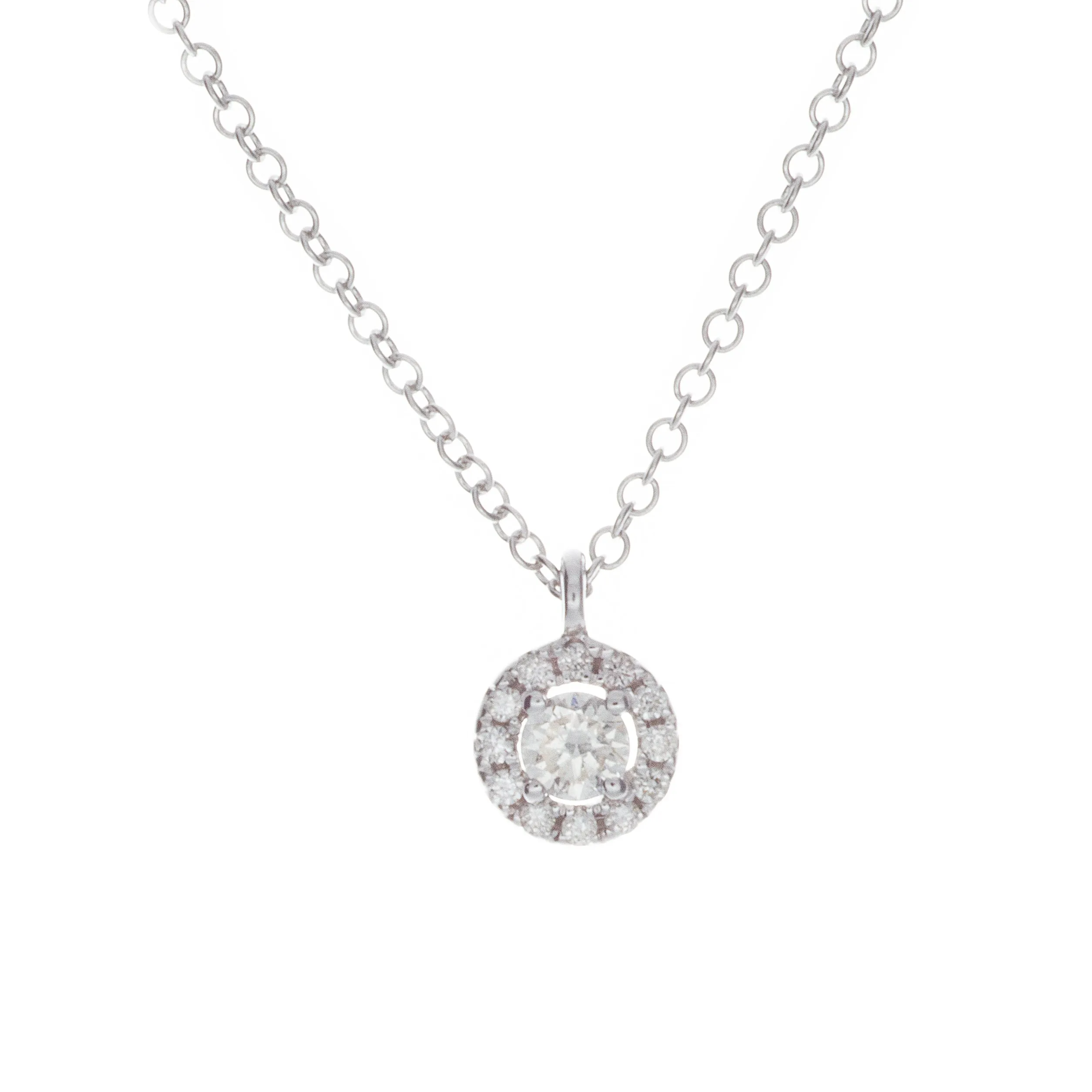 14k White Gold Pave Diamond Pendant