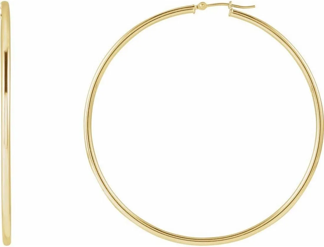 14k Yellow Gold 60x2mm Polished Hoop Earrings-Hoop Earring for Women