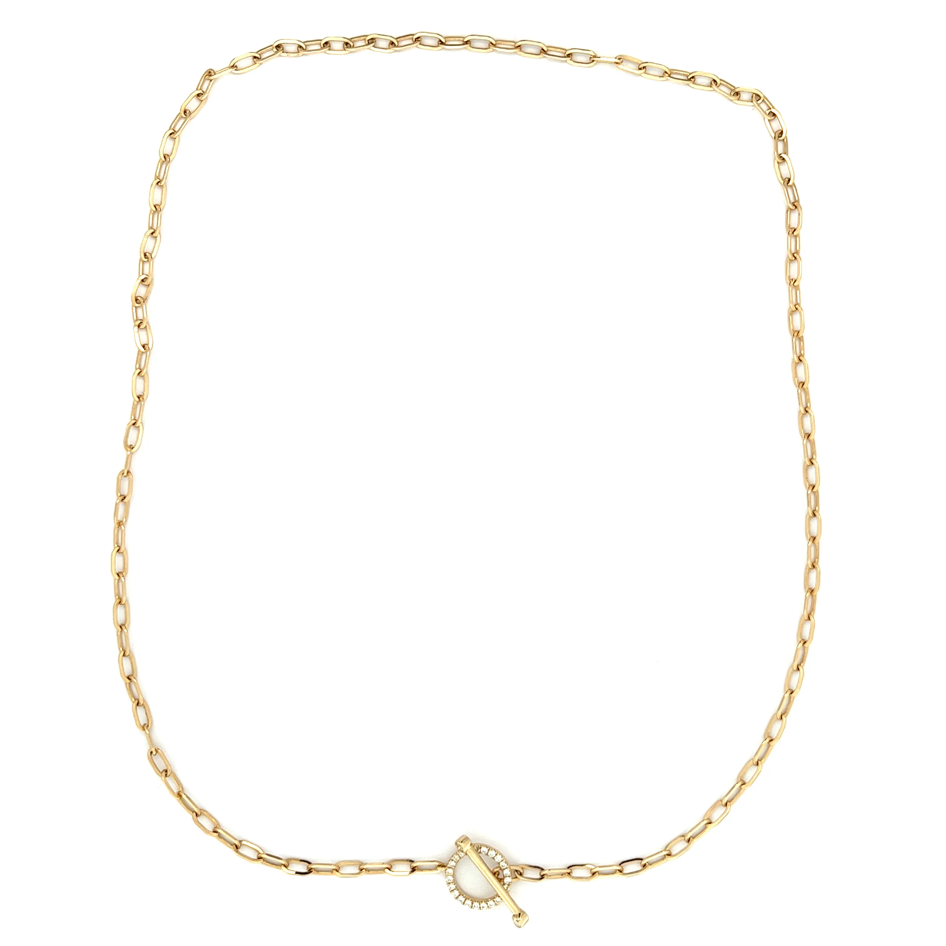 14k Yellow Gold Diamond Toggle Necklace