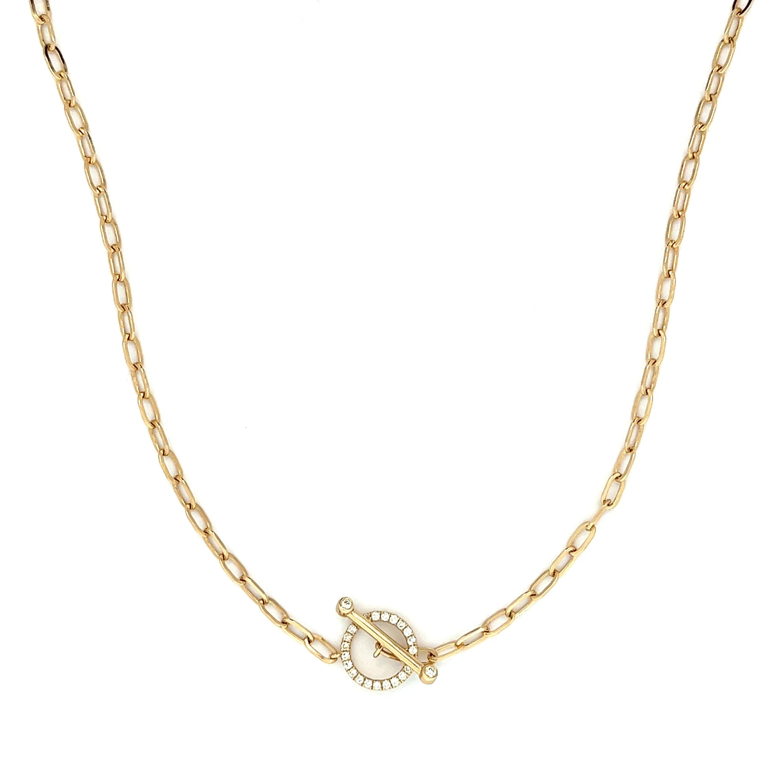 14k Yellow Gold Diamond Toggle Necklace