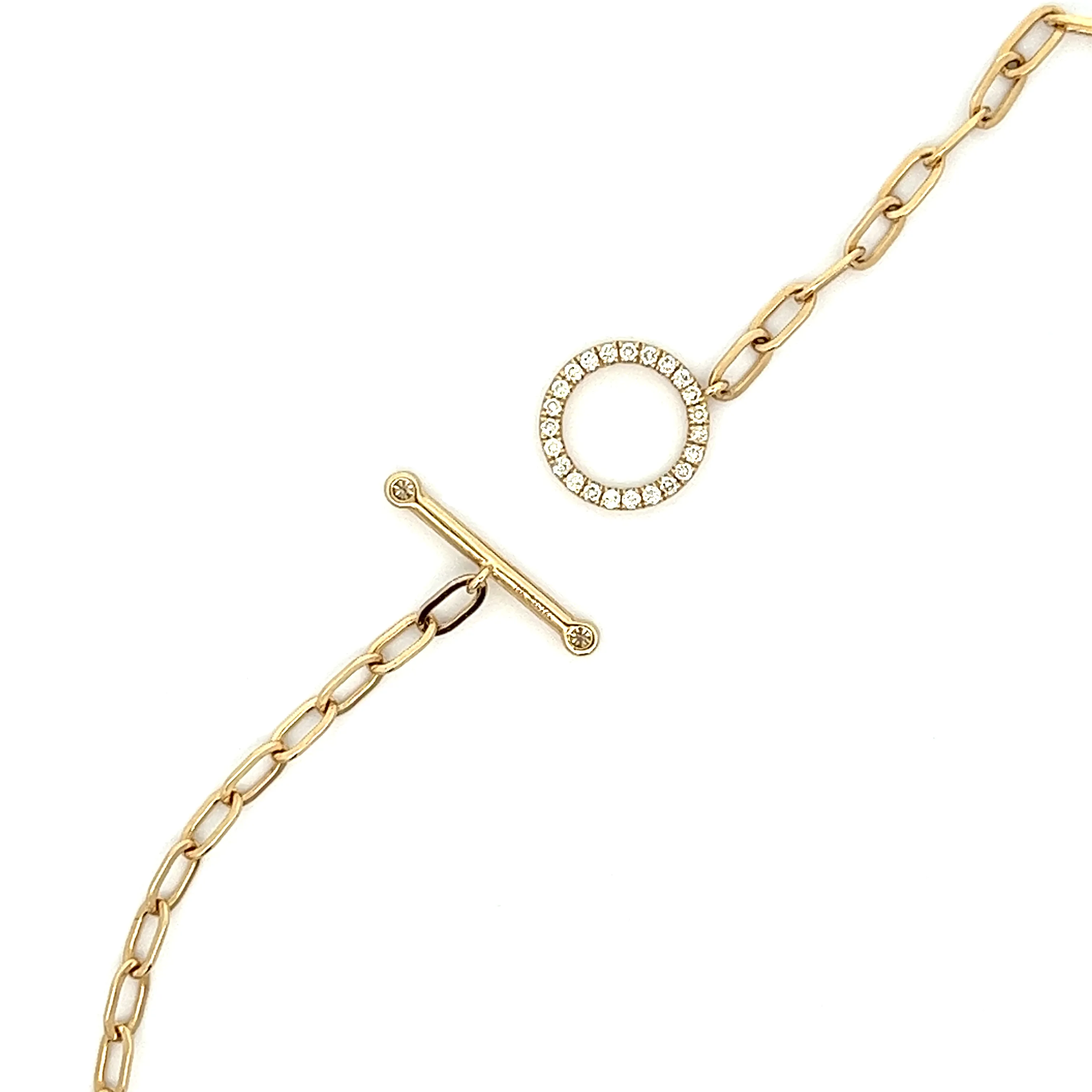 14k Yellow Gold Diamond Toggle Necklace