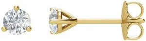 14k Yellow Gold Round Natural Diamond 3.2mm 0.25 Carat SI2 si3 G h Friction Back 3 prong Polished Stud Earrings-Stud Earring for Women