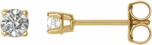 14k Yellow Gold Round Natural Diamond 3mm 0.2 Carat I2 G h Friction Back 4 prong Polished 1/5 Stud Earrings-Stud Earring for Women