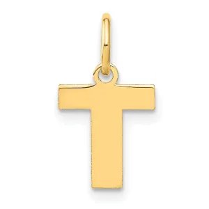 14k Yellow Gold  Small Size Letter T Initial Block Pendant