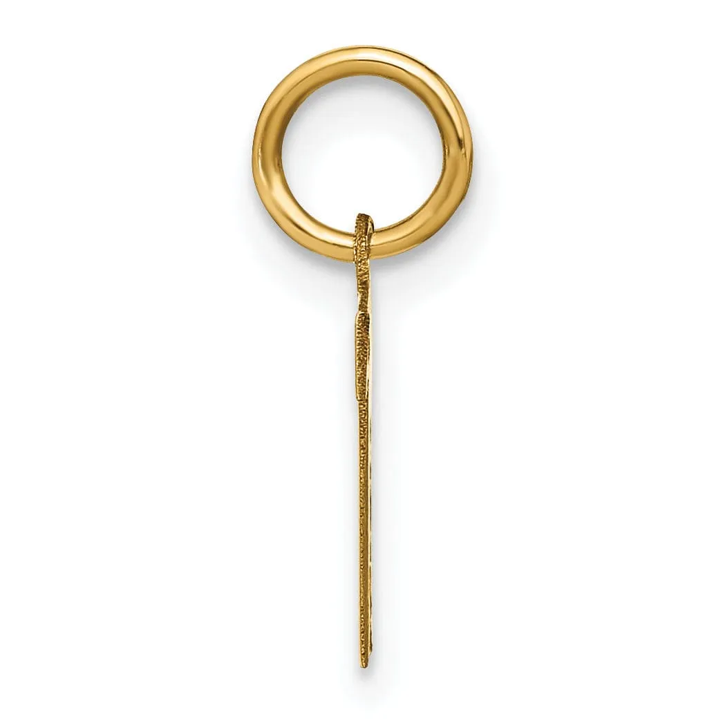 14k Yellow Gold  Small Size Letter T Initial Block Pendant