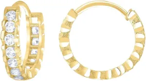 14k Yellow Gold Womens CZ Simulated Diamond Sparkle Cut Fashion Hoop Earrings 10.7x11.1mm Wide-Hoop Earring for Women