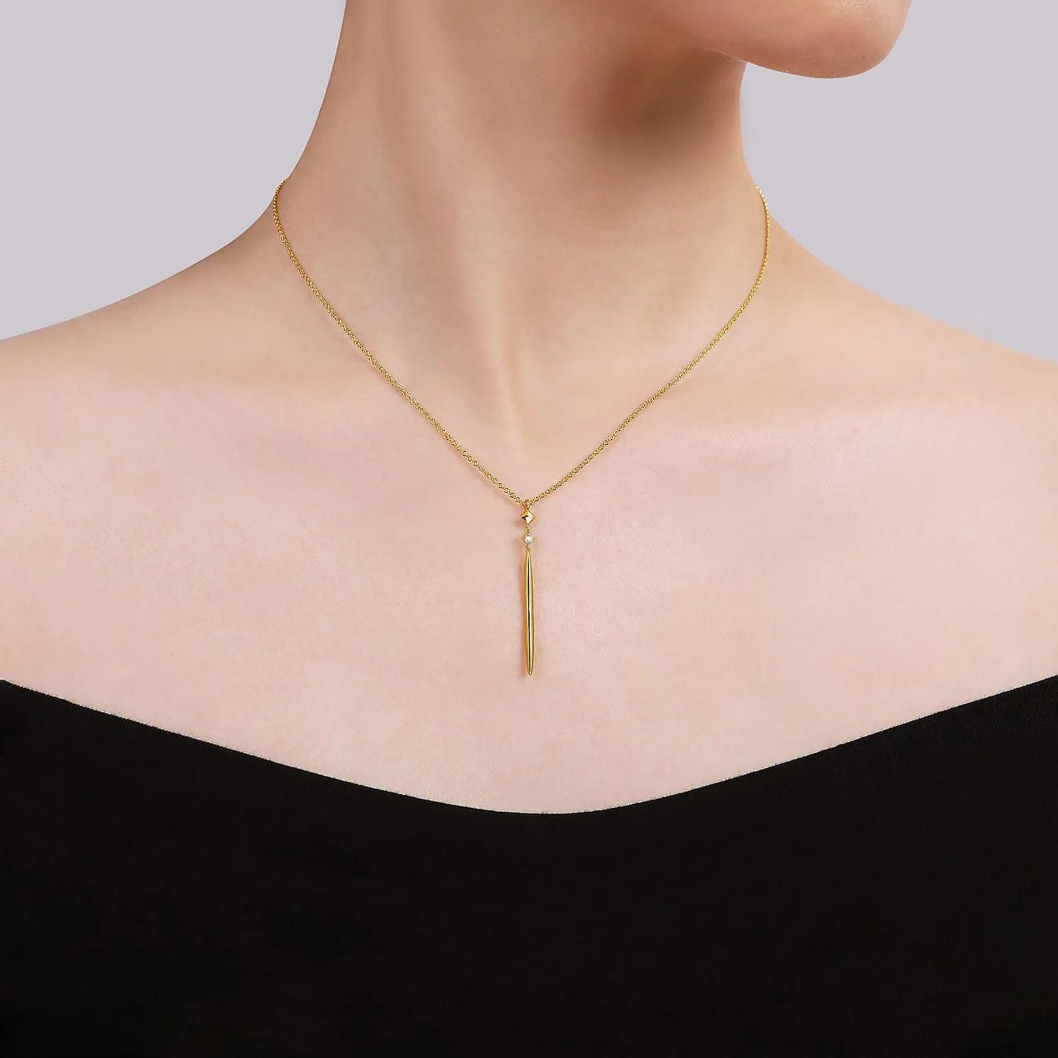 14K Yellow Natural Diamond 17.5 inch Necklace