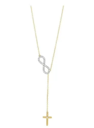 14KT 1/5 CTW DIAMOND CROSS "Y" NECKLACE