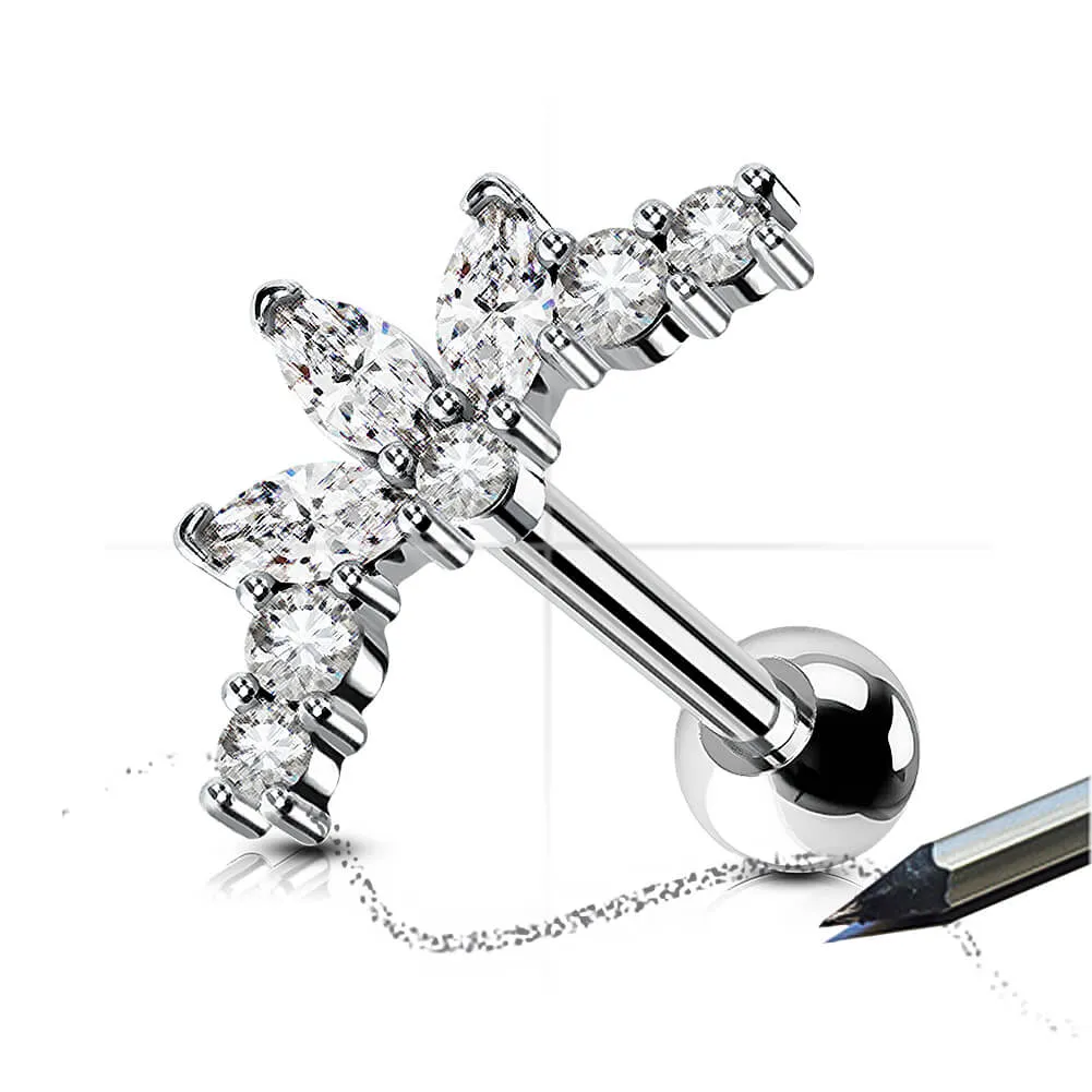 16G Multi Shape CZ Cartilage Stud Helix Earrings