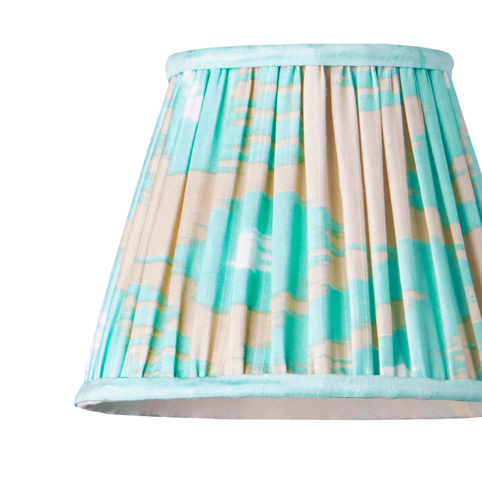 18cm straight empire pendant silk ikat shade in turquoise and ecru Koyari