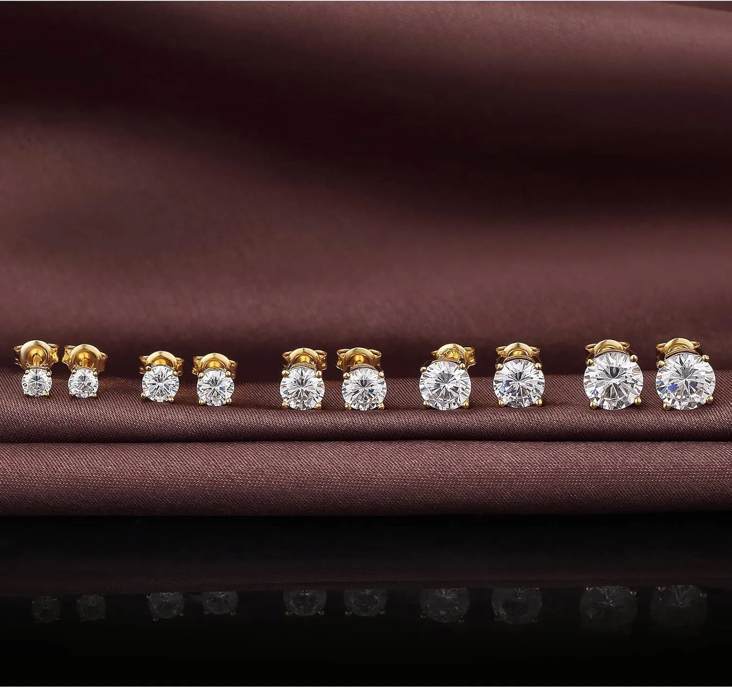 18K White Gold Plated Sparkling CZ Diamond Stud Earrings 925 Sterling Silver Cubic Zirconia Stud Earrings Hypoallergenic Simulated Diamond Stud Earrings for Women/Men 4MM-8MM