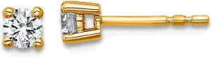 18k Yellow Gold 1/3 Ctw Lab Grown Diamond VS  F  Round 4 Prong Heavy Weight Earrings 3.65x3.65mm Wide Stud Earring for Women