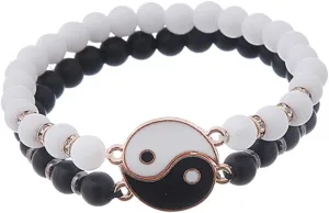 1Pair Matching Yin Yang Bracelets for Couples and Friends Adjustable Cord Bracelets Unique Durable Fashion Accessory for Friendship