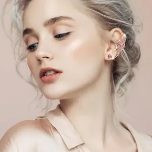 1PC Inlaid Zircon Butterfly Ear Cuff No Piercing Ear Clips Elegant Simulated Diamond Wrap Earrings