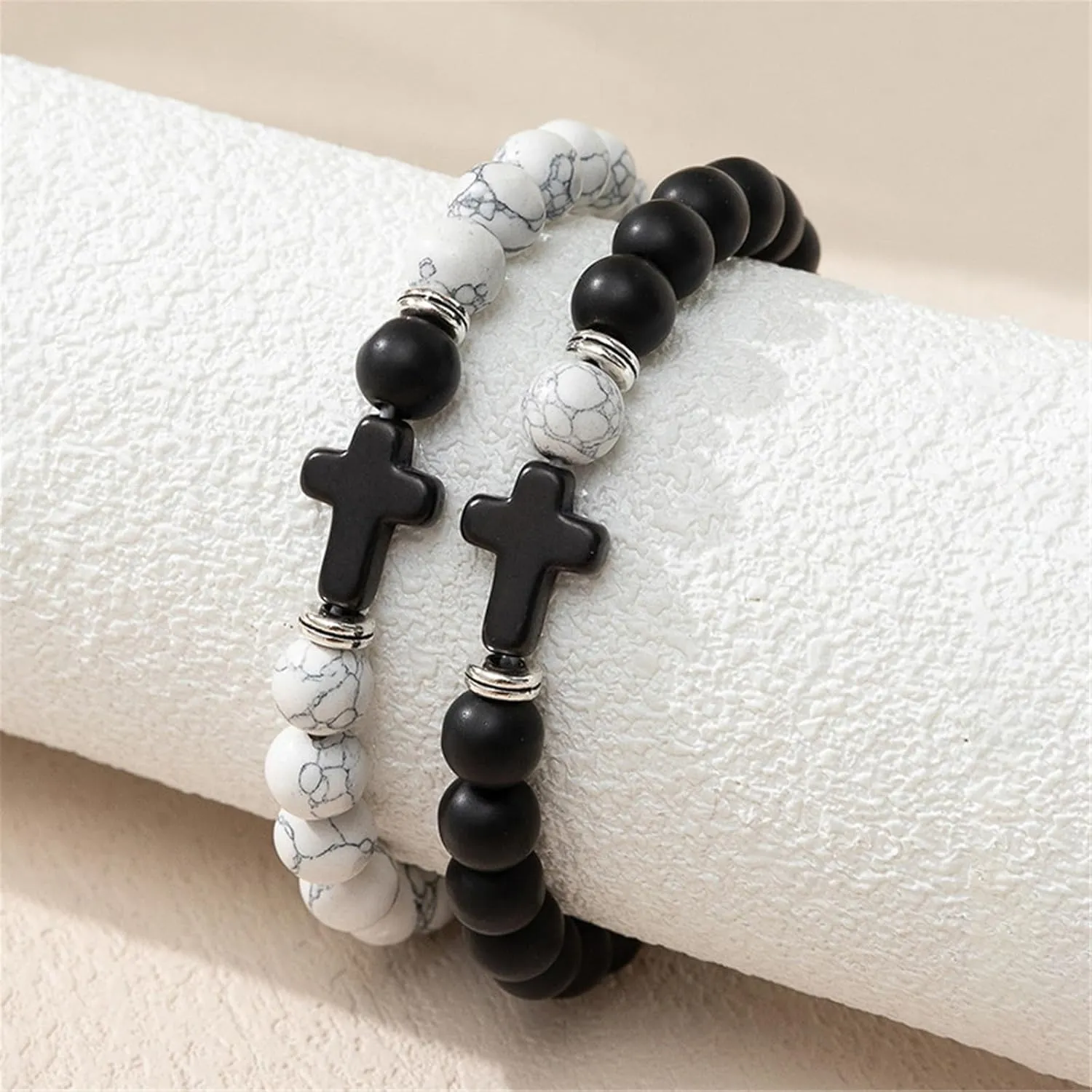 2-3Pcs Lucky Turkish Blue Evil Eye Hamsa Hand of Fatima Beaded Stretch Bracelet Elastic 7 Chakras Gemstone Lava Stone Bracelet for Women Men Good Luck Protection Amulet Jewelry