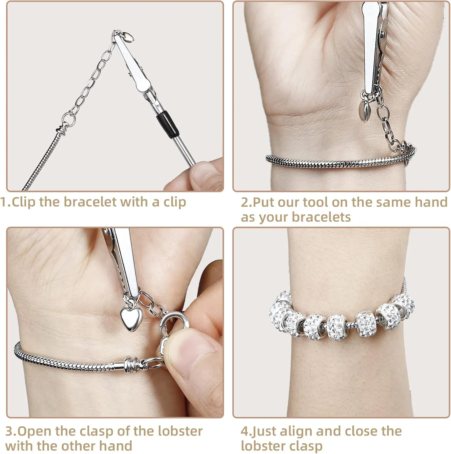 20 Pieces Snake Chain Charm Bracelet with Bracelet Helper Adjustable Snake Charm Bracelet Chains with Heart Lobster Clasp Extender Chain DIY Bracelet Chain for Women Jewelry Making Gifts Supplies