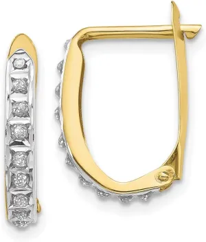 2mm 10k Solid Yellow Gold Diamond Hinged Hoop Earrings 16x2mm Wide-Hoop Earring for Women