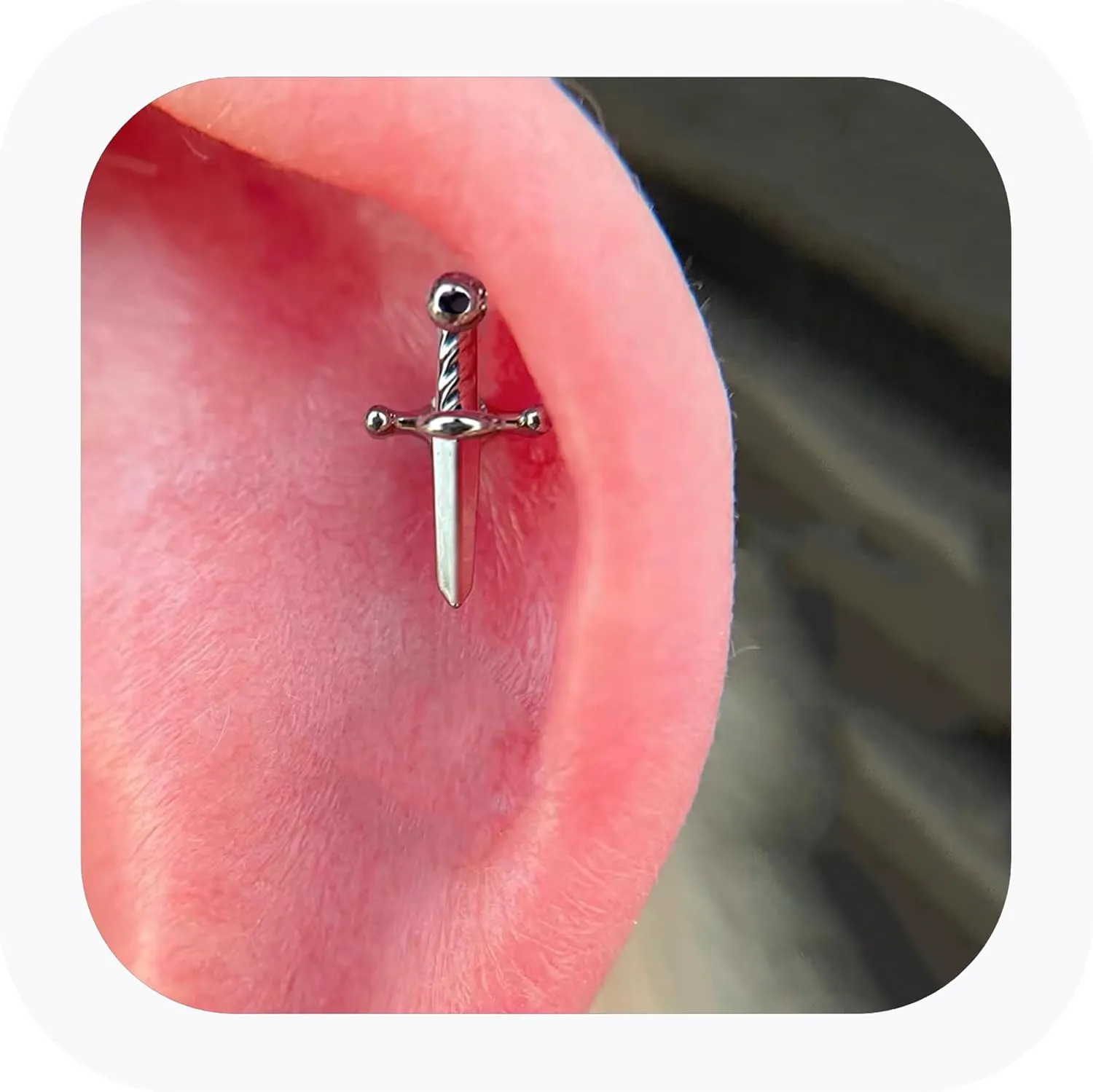 2Pcs 16G Danger Cartilage Earrings, Surgical Steel Stud Earrings for Helix Piercing, Screw Back Cartilage Piercing