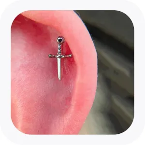 2Pcs 16G Danger Cartilage Earrings, Surgical Steel Stud Earrings for Helix Piercing, Screw Back Cartilage Piercing