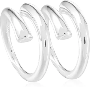 2Pcs Adjustable Open Rings for Women Silver Finger Rings Versatile Fashion Jewelry present Comfortable Fit for Daily Wear and Special Occasions