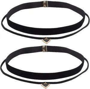 2PCS Black Layered Gothic Necklaces Adjustable Beads Velvet Collar Chokers with Extender Goth Punk Leather Lace Collar Chain Short Circle Necklace for Women Ladies Dresses Jeans Pants